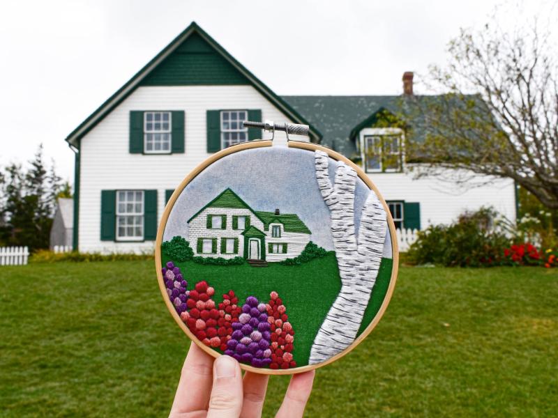 Embroidery of Green Gables house.